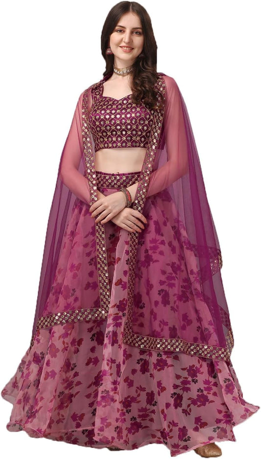 Indian Ready to Wear Lehenga Choli for Women Flared Party Night with Stitched Blouse 8210-U